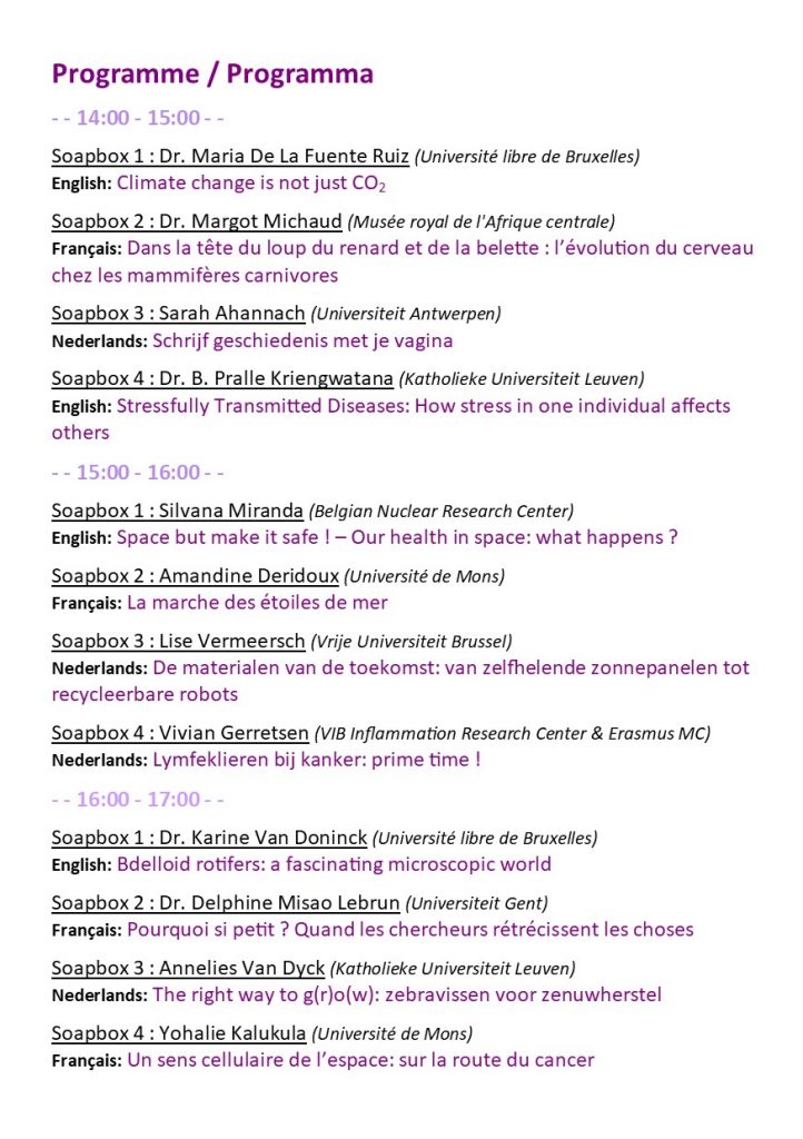 Soapbox Science Brussels 2022 Flyer back